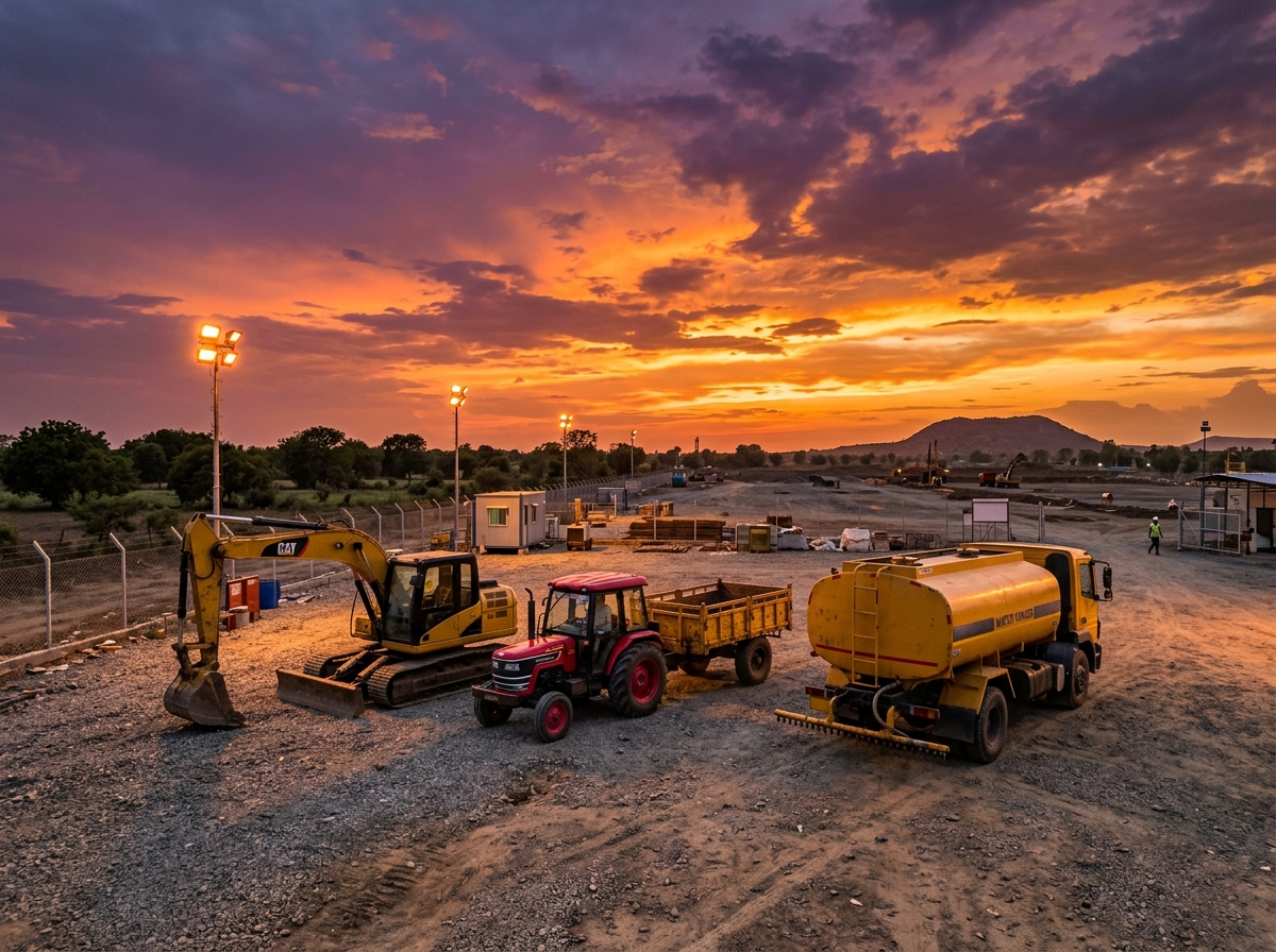 Construction Fleet at Sunset